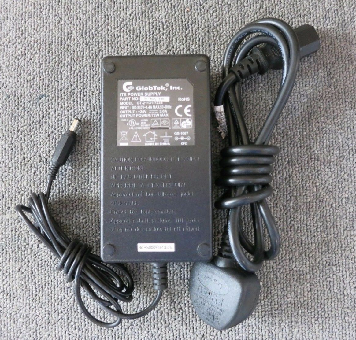 NEW GlobTek GT-21131-7224 24V 3A Laptop AC Power Adapter Charger